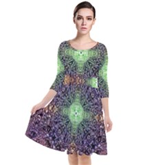 Mandala Carpet Pattern Geometry Quarter Sleeve Waist Band Dress by Simbadda