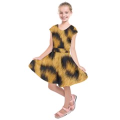 Animal Print Leopard Kids  Short Sleeve Dress by NSGLOBALDESIGNS2