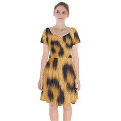 Animal Print Leopard Short Sleeve Bardot Dress by NSGLOBALDESIGNS2
