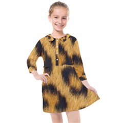 Animal Print Leopard Kids  Quarter Sleeve Shirt Dress by NSGLOBALDESIGNS2