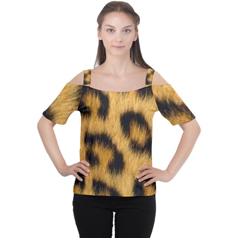 Animal Print Leopard Cutout Shoulder Tee by NSGLOBALDESIGNS2