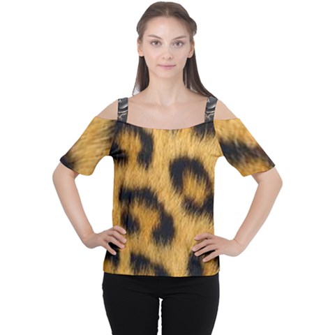 Animal Print 3 Cutout Shoulder Tee by NSGLOBALDESIGNS2