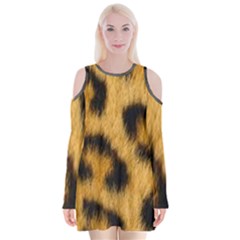 Animal Print 3 Velvet Long Sleeve Shoulder Cutout Dress by NSGLOBALDESIGNS2