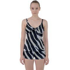 Zebra Print Tie Front Two Piece Tankini by NSGLOBALDESIGNS2