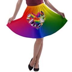 Lgbt Community Pride Heart A-line Skater Skirt by PrideMarks