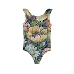 Retro Vintage Floral Kids  Frill Swimsuit by dressshop