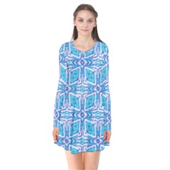 Geometric Doodle 1 Long Sleeve V-neck Flare Dress by dressshop