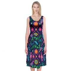 Colorful Pattern Midi Sleeveless Dress by Hansue