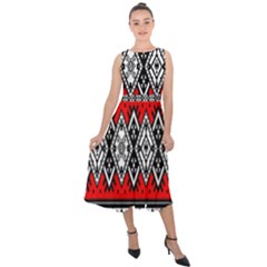 Decoration Pattern Style Retro Midi Tie-back Chiffon Dress