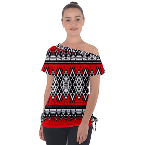 Decoration Pattern Style Retro Tie-up Tee by Nexatart