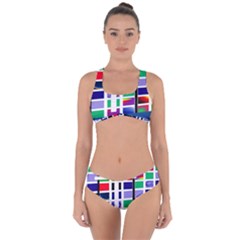 Color Graffiti Pattern Geometric Criss Cross Bikini Set