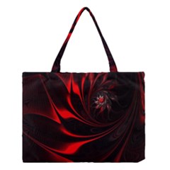 Red Black Abstract Curve Dark Flame Pattern Medium Tote Bag by Nexatart