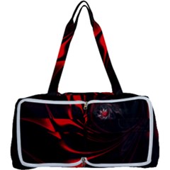 Red Black Abstract Curve Dark Flame Pattern Multi Function Bag