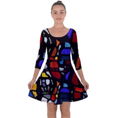 Art Bright Lead Glass Pattern Quarter Sleeve Skater Dress