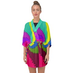 Art Abstract Pattern Color Half Sleeve Chiffon Kimono