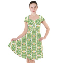 Pattern Abstract Decoration Flower Cap Sleeve Midi Dress by Nexatart