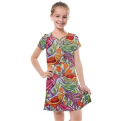 Art Flower Pattern Background Kids  Cross Web Dress by Nexatart