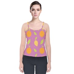 Seamlessly Pattern Fruits Fruit Velvet Spaghetti Strap Top