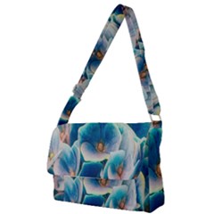 Hydrangeas Blossom Bloom Blue Full Print Messenger Bag by Nexatart