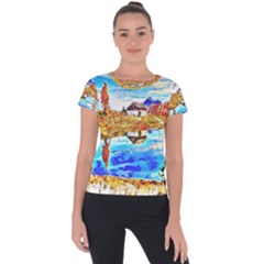 Lake Chalet Mountain Art Short Sleeve Sports Top 