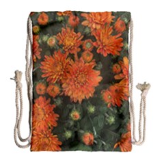 Orange Fall Mums Drawstring Bag (large)