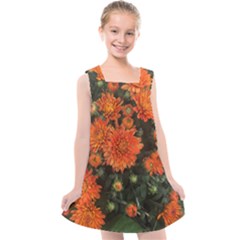 Orange Fall Mums Kids  Cross Back Dress