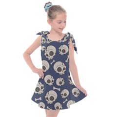 Halloween Skull Pattern Kids  Tie Up Tunic Dress by Valentinaart