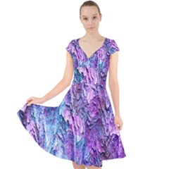 Background Peel Art Abstract Cap Sleeve Front Wrap Midi Dress by Sapixe