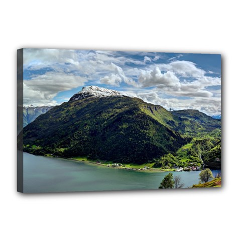 Panoramic Nature Mountain Water Canvas 18  X 12  (stretched) by Sapixe