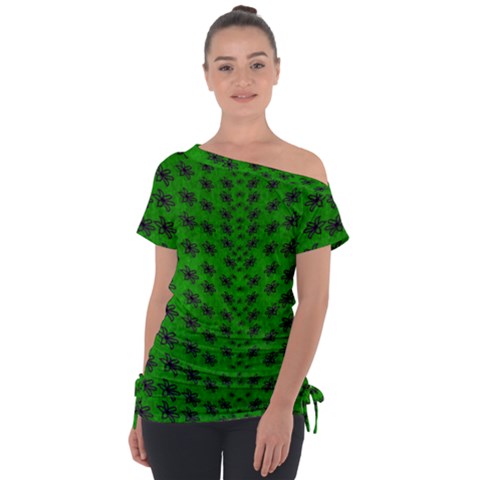 Forest Flowers In The Green Soft Ornate Nature Tie-up Tee by pepitasart