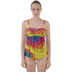 Peacock Feather Twist Front Tankini Set by lwdstudio