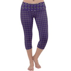 Luv Machine Robot Houndstooth Pattern (purple) Capri Yoga Leggings by emilyzragz