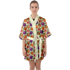 Fruit Tree Salad Pattern Quarter Sleeve Kimono Robe by emilyzragz