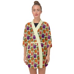 Fruit Tree Salad Pattern Half Sleeve Chiffon Kimono by emilyzragz