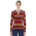 Abstract Stripes Color Game V-Neck Long Sleeve Top View1