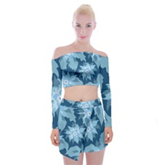 Graphic Design Wallpaper Abstract Off Shoulder Top With Mini Skirt Set by Sapixe