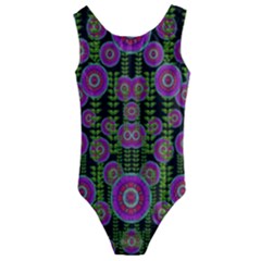 Black Lotus Night In Climbing Beautiful Leaves Kids  Cut-out Back One Piece Swimsuit by pepitasart
