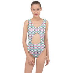 Retro Purple Green Pink Pattern Center Cut Out Swimsuit by BrightVibesDesign