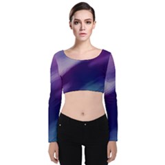 Purple Background Art Abstract Watercolor Velvet Long Sleeve Crop Top by Sapixe