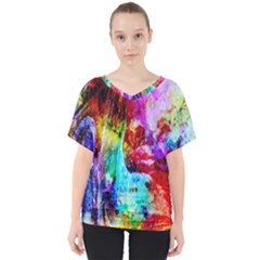 Background Art Abstract Watercolor V-neck Dolman Drape Top by Sapixe