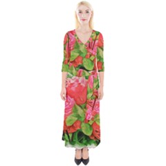 Figure Watercolor Art Nature Quarter Sleeve Wrap Maxi Dress by Sapixe