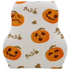Funny Spooky Halloween Pumpkins Pattern White Orange Car Seat Velour Cushion  by HalloweenParty