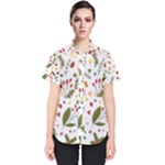 Floral Christmas pattern  Women s Short Sleeve Shirt