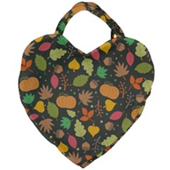 Thanksgiving Pattern Giant Heart Shaped Tote by Valentinaart