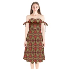 New Stuff-5 Shoulder Tie Bardot Midi Dress by ArtworkByPatrick