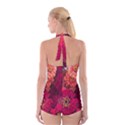 Peach and Pink Zinnias Boyleg Halter Swimsuit  View2