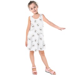 Cute Kawaii Ghost Pattern Kids  Sleeveless Dress by Valentinaart