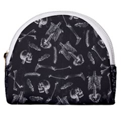 Human Skeleton Pattern - Halloween  Horseshoe Style Canvas Pouch by Valentinaart