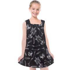 Human Skeleton Pattern - Halloween  Kids  Cross Back Dress by Valentinaart