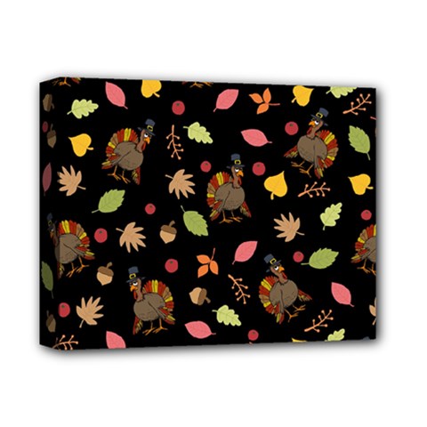 Thanksgiving Turkey Pattern Deluxe Canvas 14  X 11  (stretched) by Valentinaart